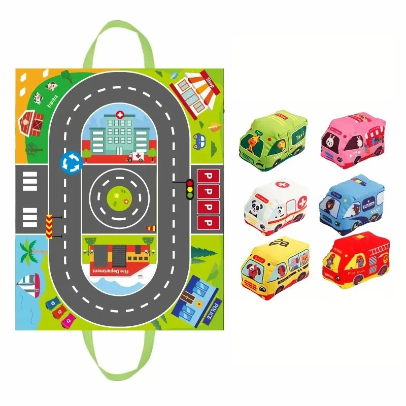Baby Rattle Toy Set - Мягкий тканевый автомобильный игрушечный набор Монтессори